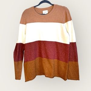 Pinque by Buckle  sz large oversized poly blend crewneck striped‎ sweater NWOT